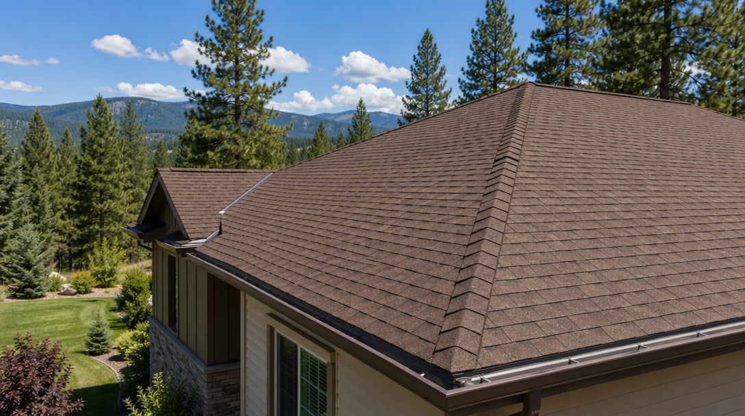 Completed residential roof installation with architectural shingles